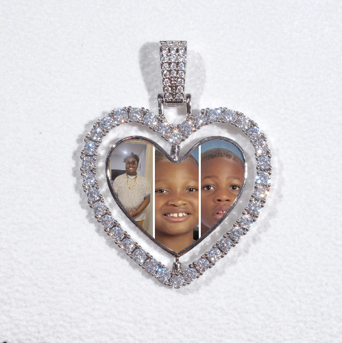 3D Spinning 2-Faced Heart Custom Picture Pendant