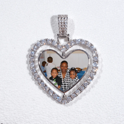 3D Spinning 2-Faced Heart Custom Picture Pendant