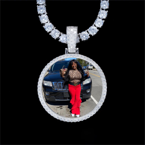 925S & VVS Moissanite 3D Circle Custom Picture Pendant