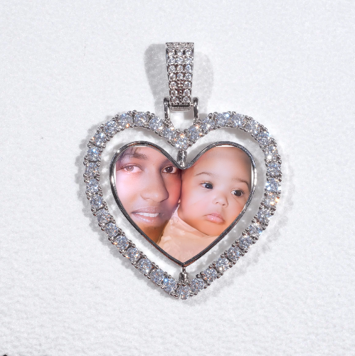 3D Spinning 2-Faced Heart Custom Picture Pendant