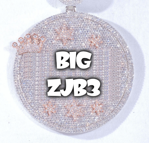 CUSTOM LETTER NECKLACE 3D BIG CROWN DISC