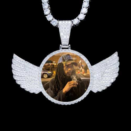 925S & VVS Moissanite 3D Wing Custom Picture Pendant