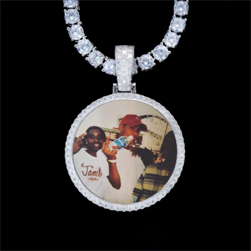 925S & VVS Moissanite 3D Circle Custom Picture Pendant