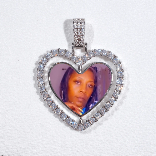3D Spinning 2-Faced Heart Custom Picture Pendant