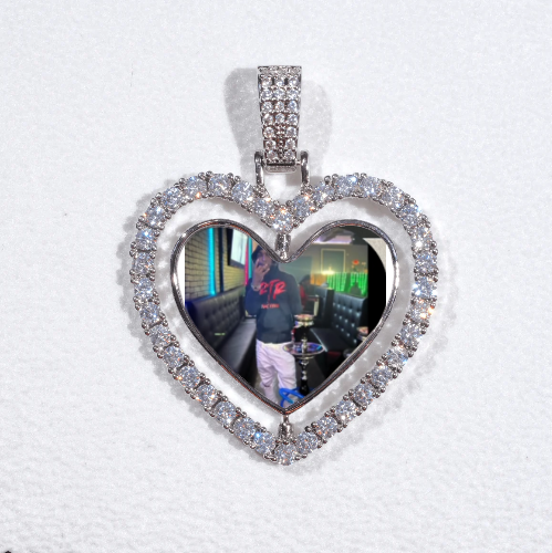 3D Spinning 2-Faced Heart Custom Picture Pendant