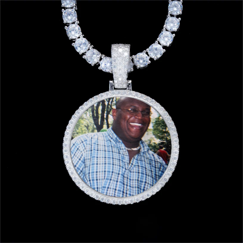 925S & VVS Moissanite 3D Circle Custom Picture Pendant