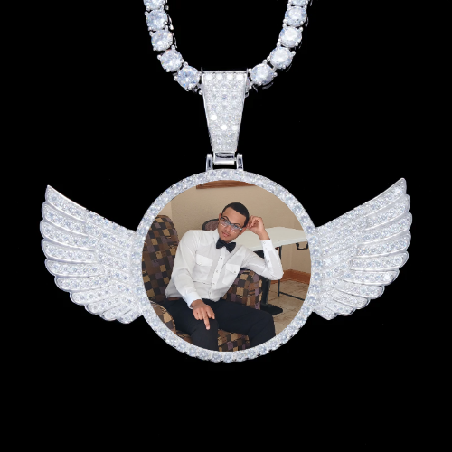925S & VVS Moissanite 3D Wing Custom Picture Pendant