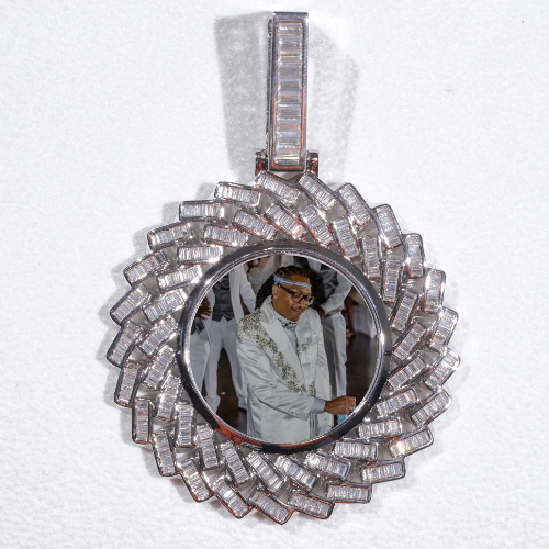 Large 3D Baguette Custom Picture Pendant