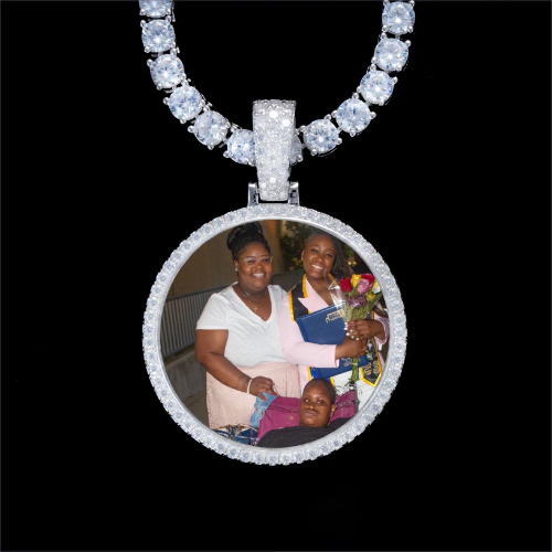 925S & VVS Moissanite 3D Circle Custom Picture Pendant