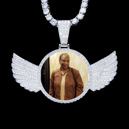 925S & VVS Moissanite 3D Wing Custom Picture Pendant