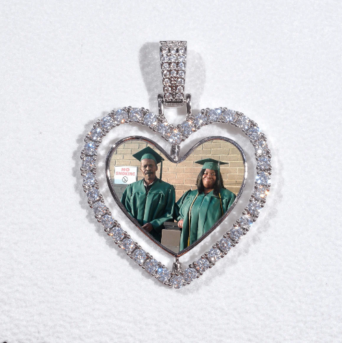 3D Spinning 2-Faced Heart Custom Picture Pendant