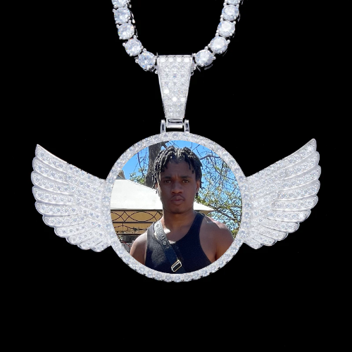 925S & VVS Moissanite 3D Wing Custom Picture Pendant