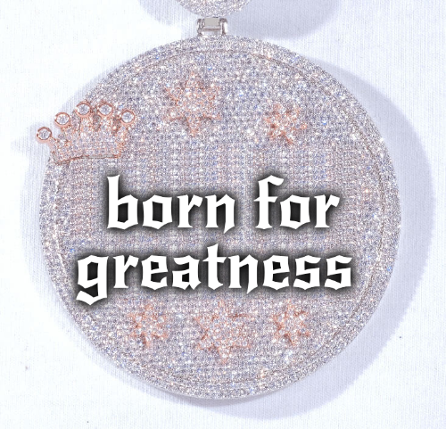 CUSTOM LETTER NECKLACE 3D BIG CROWN DISC