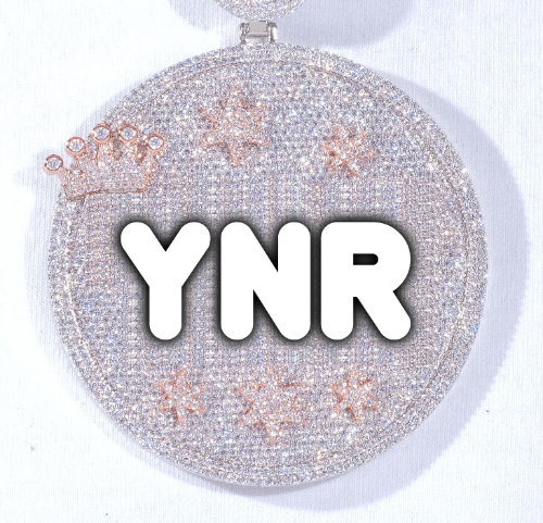 CUSTOM LETTER NECKLACE 3D BIG CROWN DISC