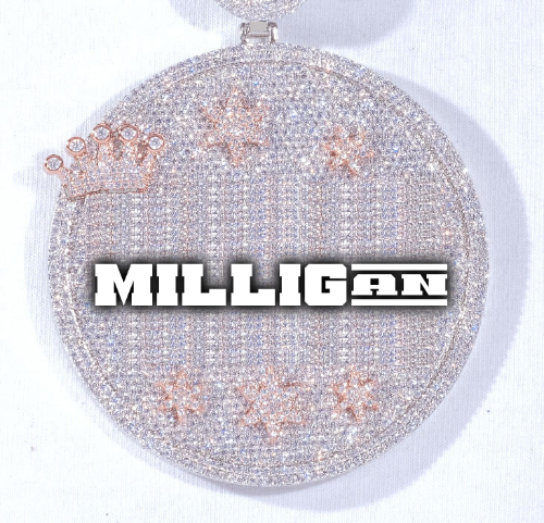 CUSTOM LETTER NECKLACE 3D BIG CROWN DISC