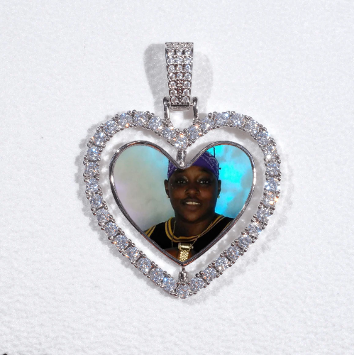 3D Spinning 2-Faced Heart Custom Picture Pendant