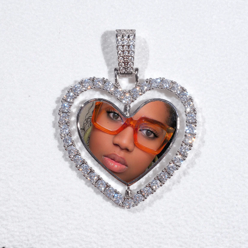 3D Spinning 2-Faced Heart Custom Picture Pendant