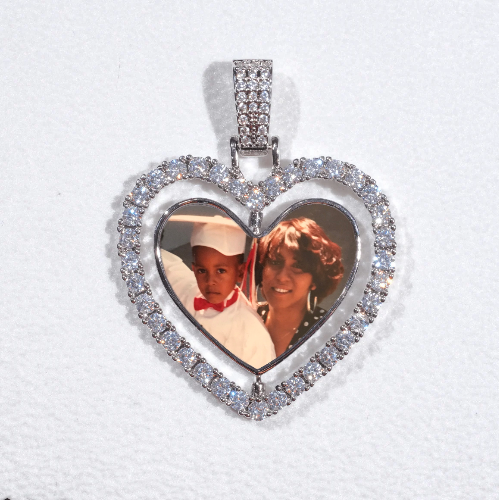 3D Spinning 2-Faced Heart Custom Picture Pendant