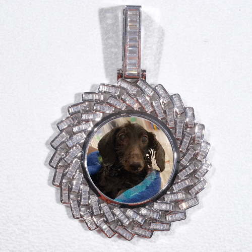 Large 3D Baguette Custom Picture Pendant