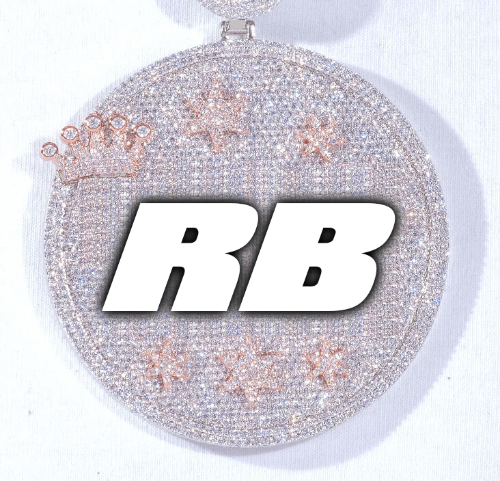 CUSTOM LETTER NECKLACE 3D BIG CROWN DISC