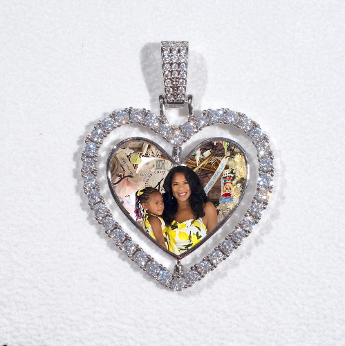3D Spinning 2-Faced Heart Custom Picture Pendant