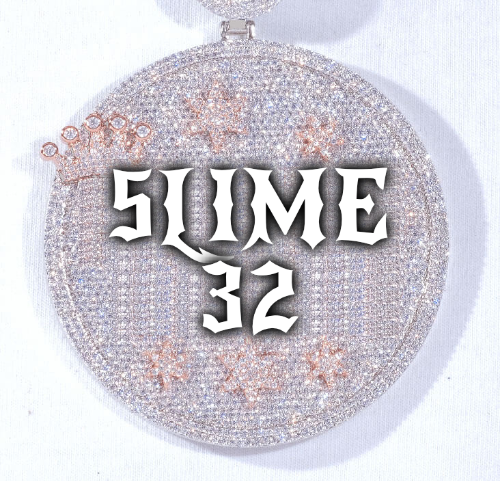 CUSTOM LETTER NECKLACE 3D BIG CROWN DISC