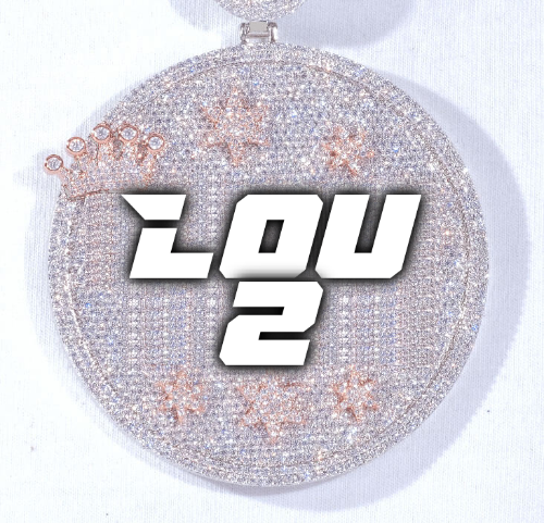 CUSTOM LETTER NECKLACE 3D BIG CROWN DISC