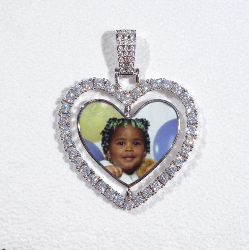 3D Spinning 2-Faced Heart Custom Picture Pendant