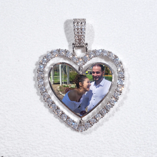 3D Spinning 2-Faced Heart Custom Picture Pendant