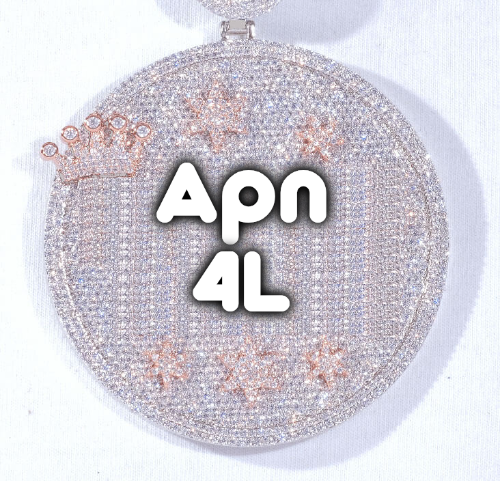 CUSTOM LETTER NECKLACE 3D BIG CROWN DISC