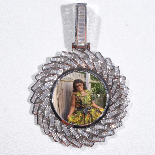 Large 3D Baguette Custom Picture Pendant