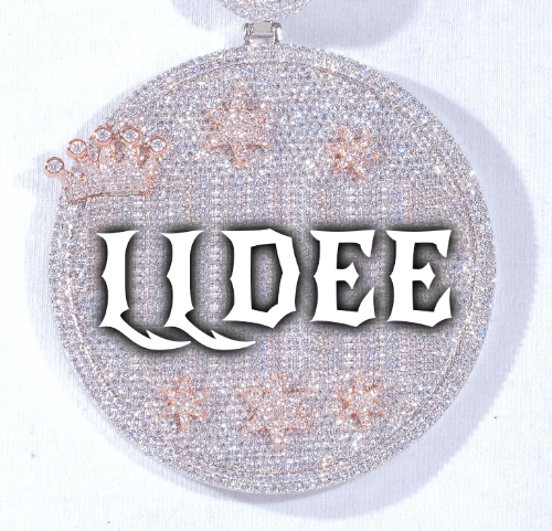 CUSTOM LETTER NECKLACE 3D BIG CROWN DISC