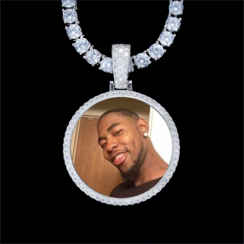 925S & VVS Moissanite 3D Circle Custom Picture Pendant