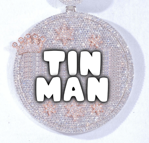 CUSTOM LETTER NECKLACE 3D BIG CROWN DISC