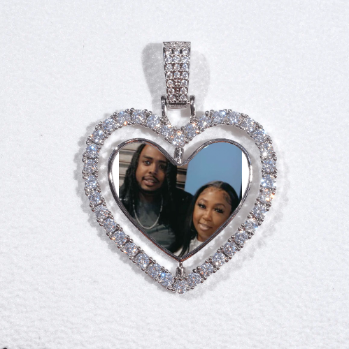 3D Spinning 2-Faced Heart Custom Picture Pendant