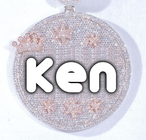 CUSTOM LETTER NECKLACE 3D BIG CROWN DISC