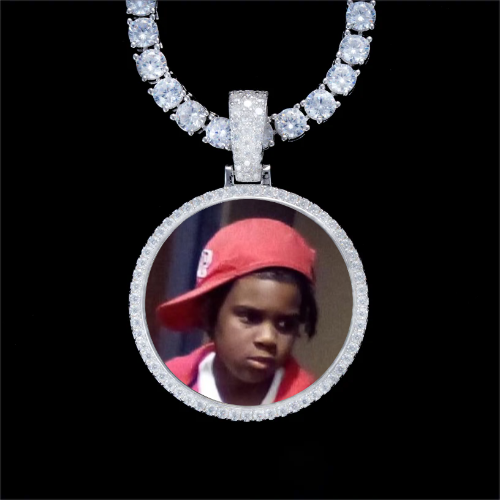 925S & VVS Moissanite 3D Circle Custom Picture Pendant