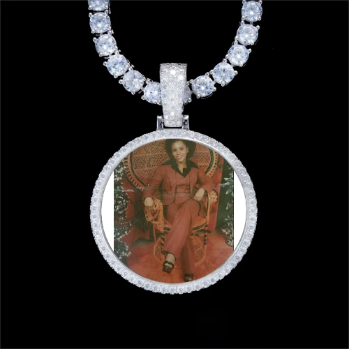 925S & VVS Moissanite 3D Circle Custom Picture Pendant