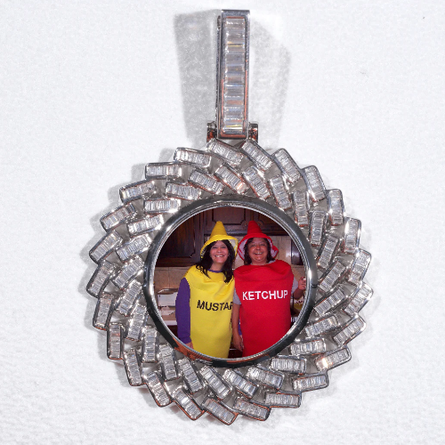Large 3D Baguette Custom Picture Pendant