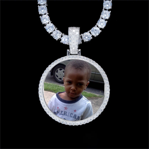 925S & VVS Moissanite 3D Circle Custom Picture Pendant