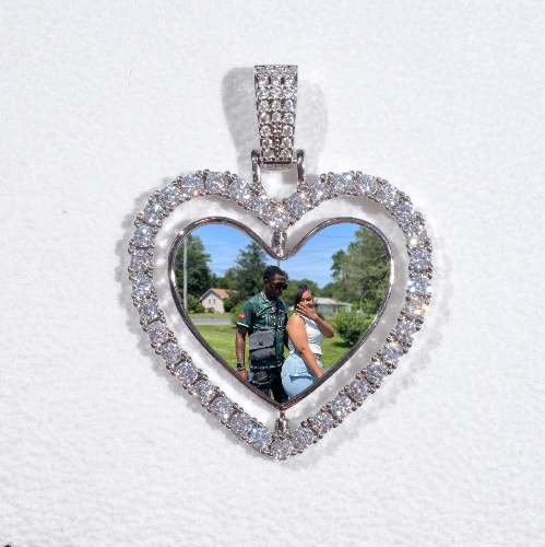 3D Spinning 2-Faced Heart Custom Picture Pendant