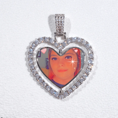 3D Spinning 2-Faced Heart Custom Picture Pendant