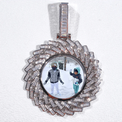 Large 3D Baguette Custom Picture Pendant