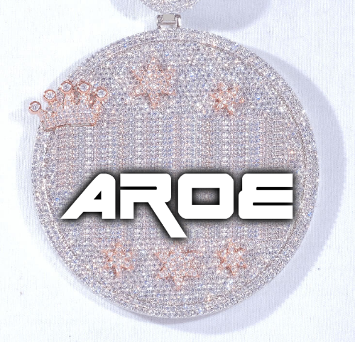 CUSTOM LETTER NECKLACE 3D BIG CROWN DISC