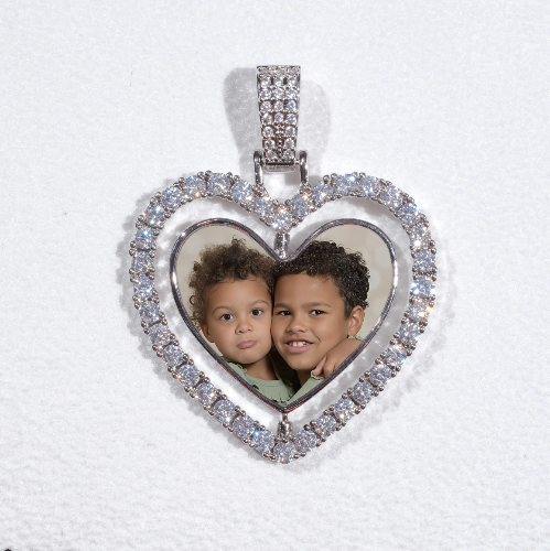 3D Spinning 2-Faced Heart Custom Picture Pendant