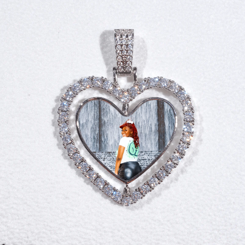 3D Spinning 2-Faced Heart Custom Picture Pendant
