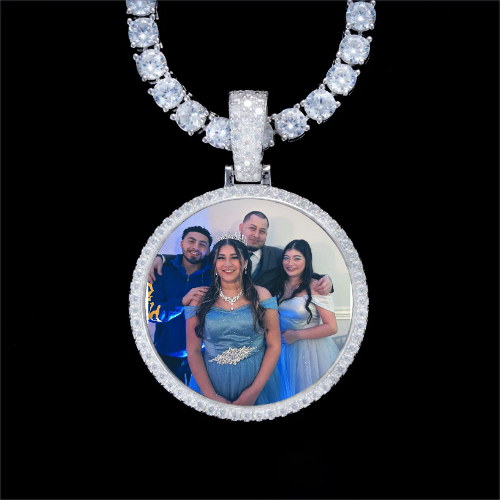 925S & VVS Moissanite 3D Circle Custom Picture Pendant