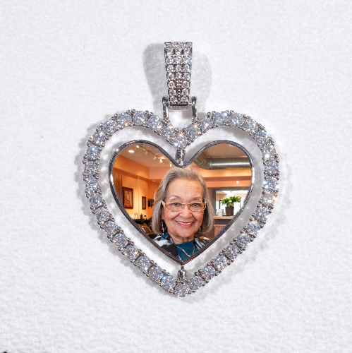 3D Spinning 2-Faced Heart Custom Picture Pendant