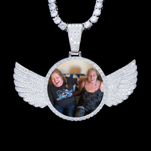925S & VVS Moissanite 3D Wing Custom Picture Pendant