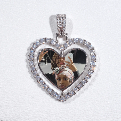 3D Spinning 2-Faced Heart Custom Picture Pendant